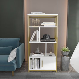 Hanah Home Estantería Blanco y Dorado